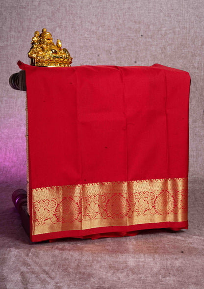 Mix Pattu Pavadai (Light Green) With Red Blouse 18"