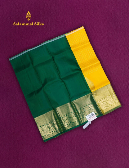 Pure Silk Pattu Pavadai (Lemon Yellow) With Green Blouse 18"