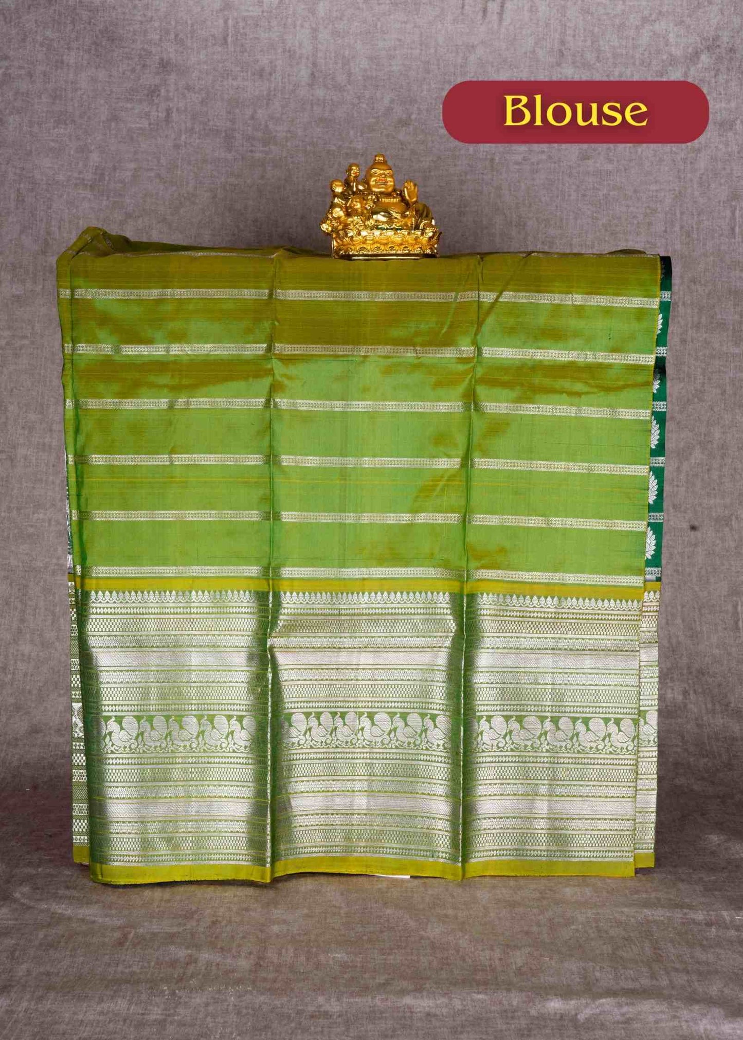 Pure Silk Pattu Pavadai (Bottle Green) With Manthulir Yellow Blouse 36"