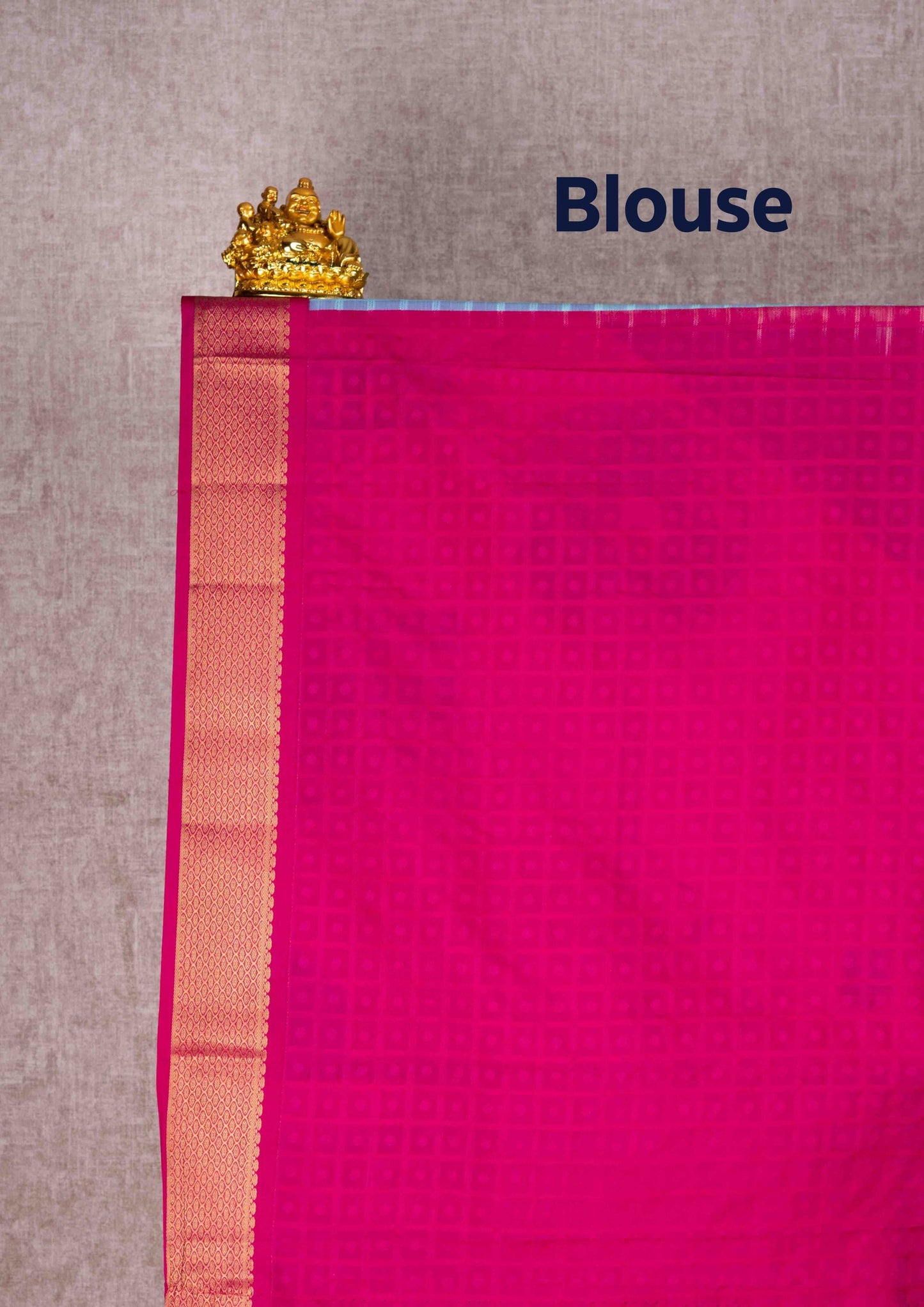 Mustard Yellow Checks Semi Silk Saree With Magenta Blouse