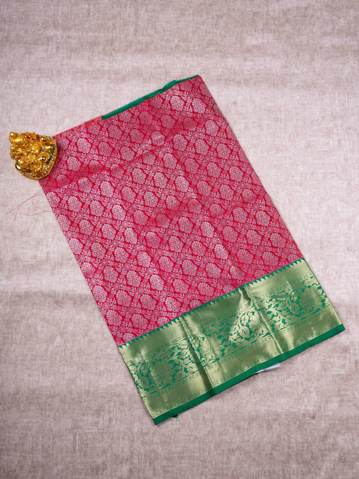Semi Silk Pattu Pavadai ( Pink Colur ) With Green Blouse 27"