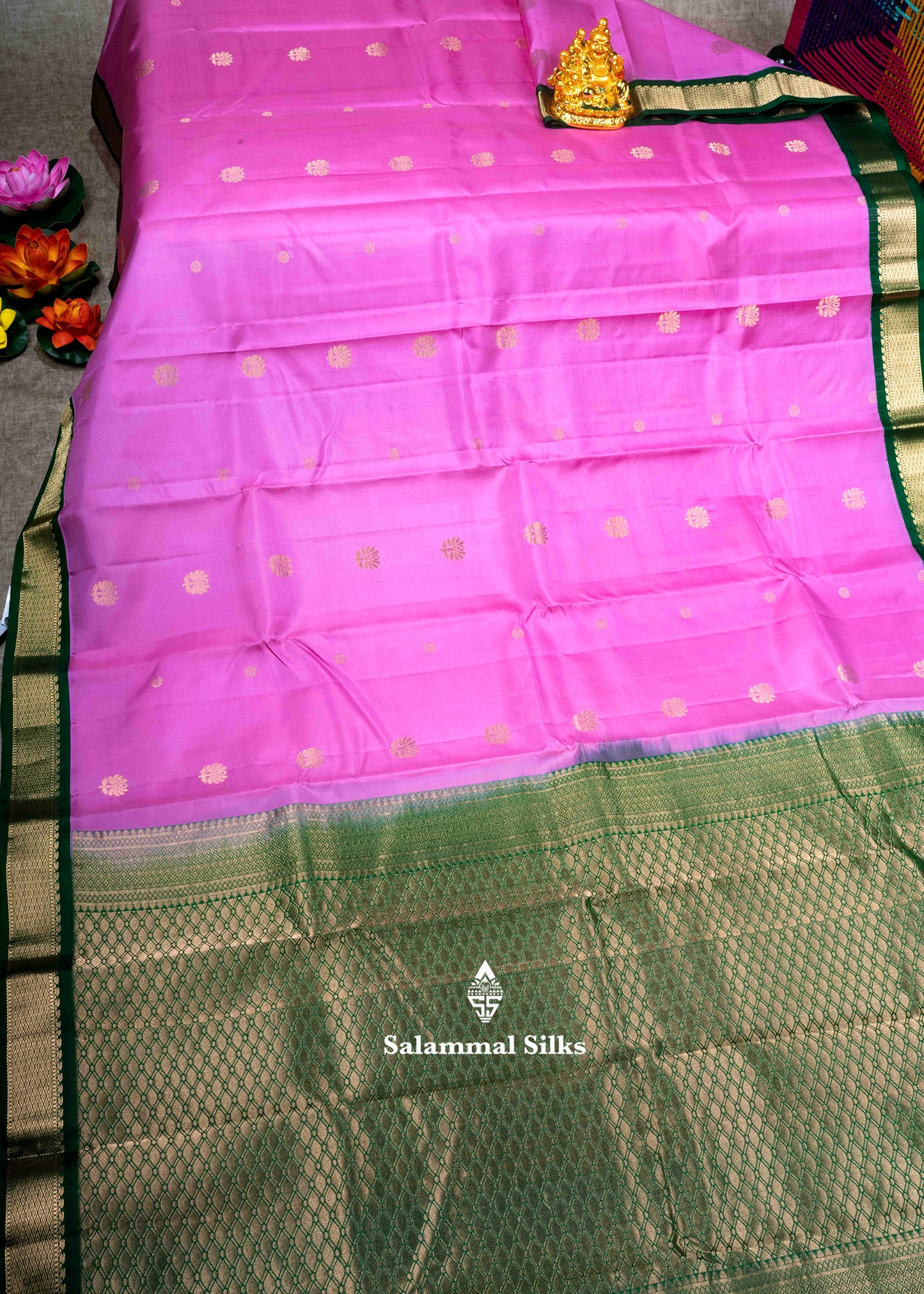 Kanjivaram Pure Silk Saree Lavender With Maroon Border