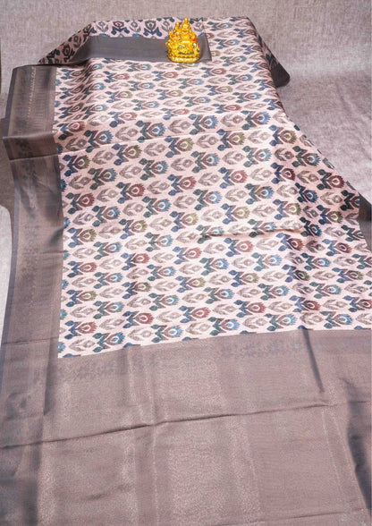 Fancy Soft Tissue Saree Ice Blue With Grand Blouse