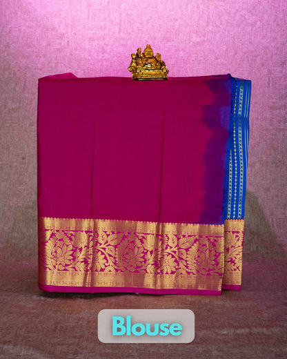 Semi Silk Pattu Pavadai ( Royal Blue ) With Magenta Blouse 36"