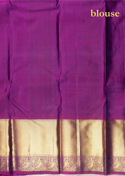 Kanjivaram Olive Green Pure Silk Jacquard Saree With Majentha Pink Blouse