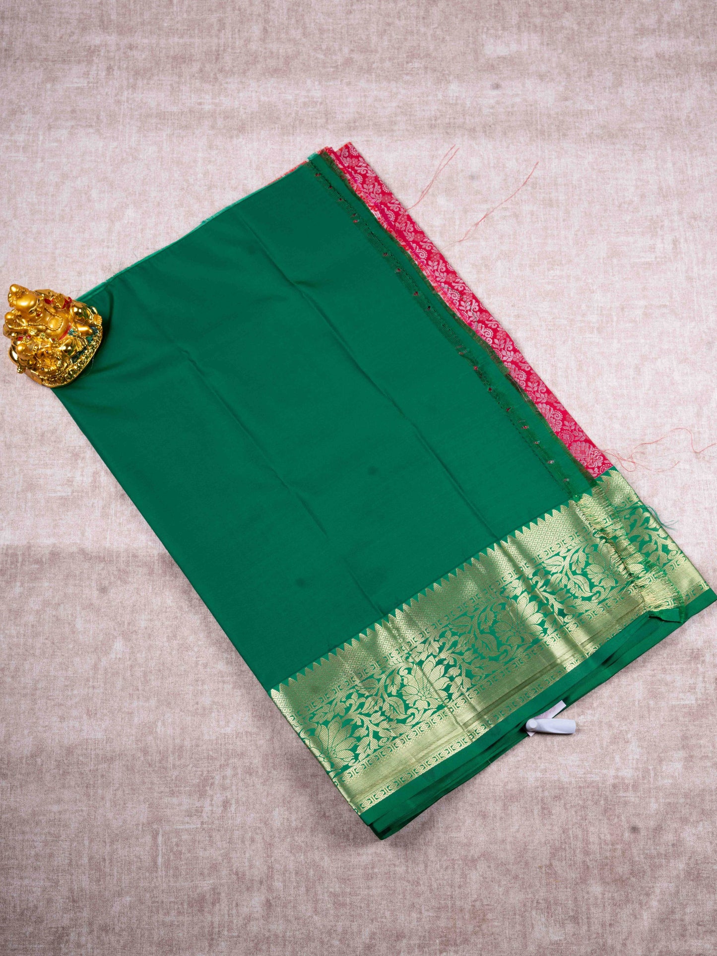 Semi Silk Pattu Pavadai ( Pink Colur ) With Green Blouse 27"