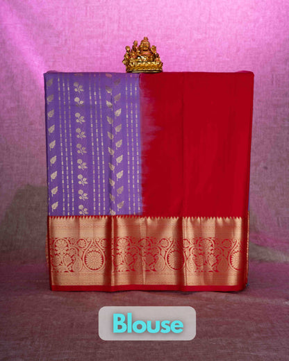 Mix Pattu Pavadai ( Lavender ) With Red Blouse 36"