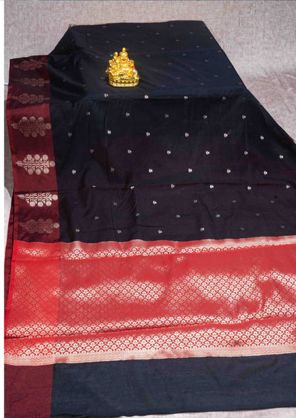 Fancy Cotton Mix Saree Brown With Grand Blouse