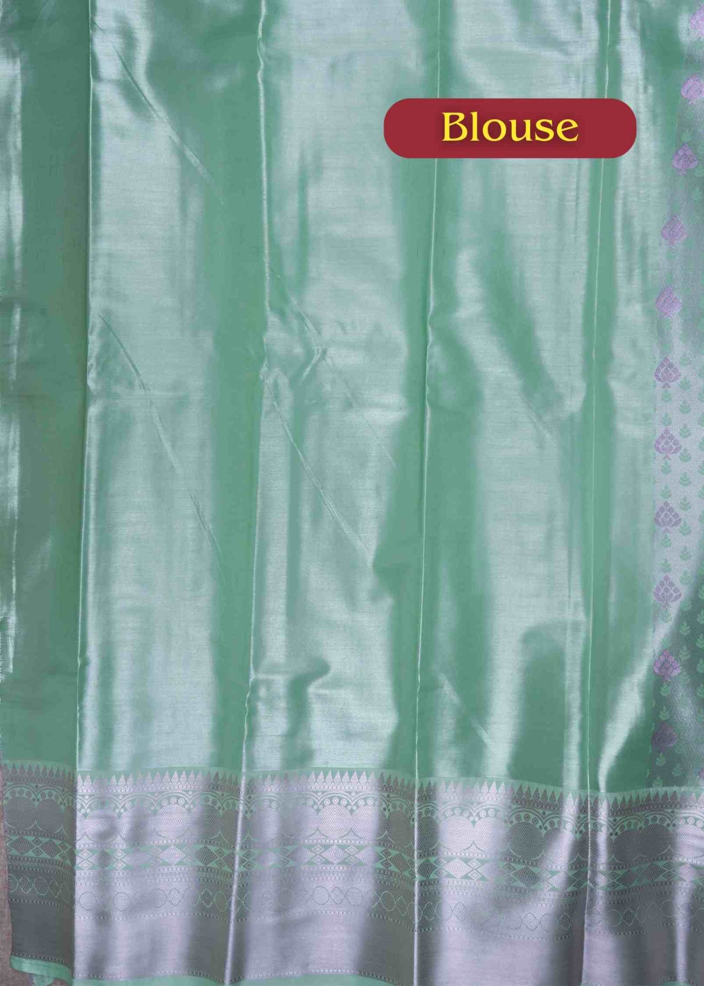 Cream Green Tissue Beautiful Semi Silk Saree With Blouse