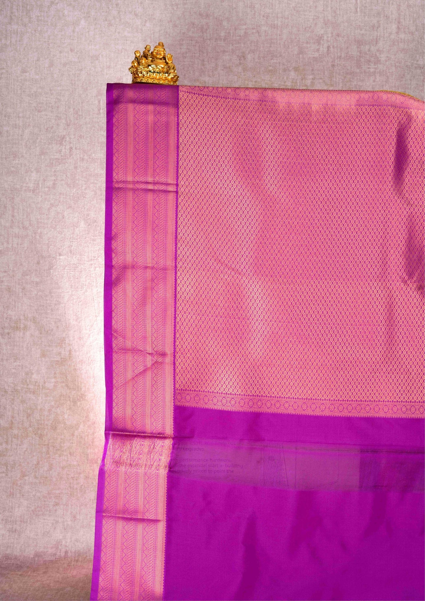Mustard Yellow Checks Semi Silk Saree With Magenta Blouse