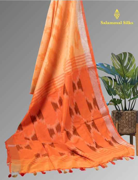 Linen Fancy Saree Light Yellow Colour With Silver Zari Border