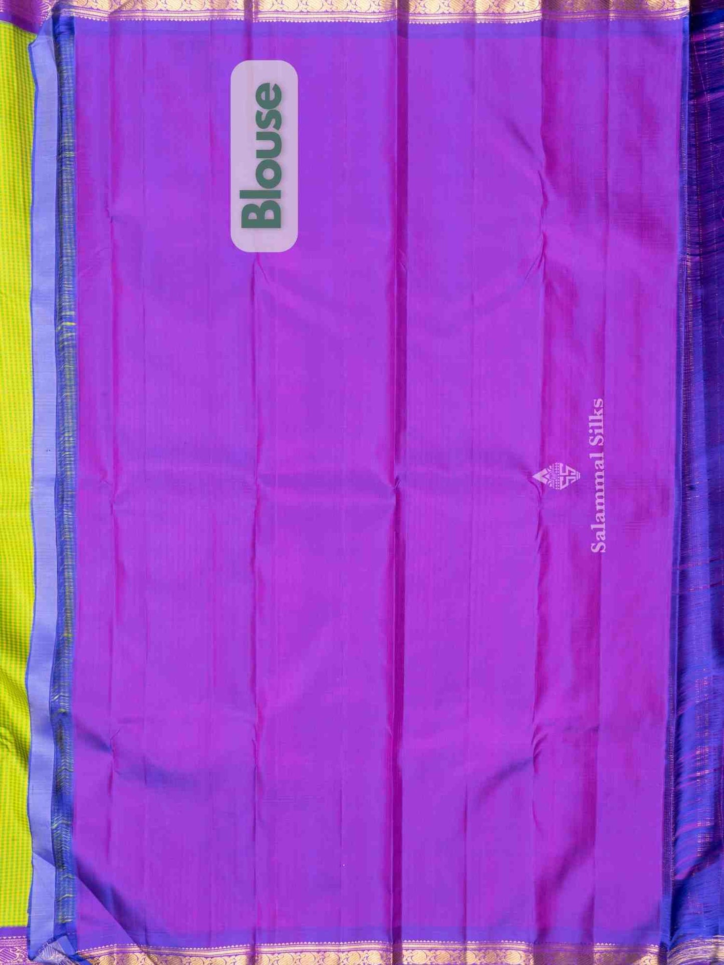 Green & Yellow Petty Checks Kanjivaram Pure silk Saree with Vadamalli Blouse