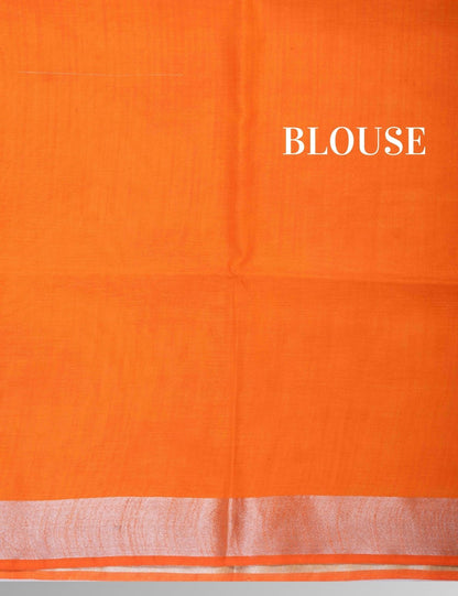 Linen Fancy Saree Light Yellow Colour With Silver Zari Border