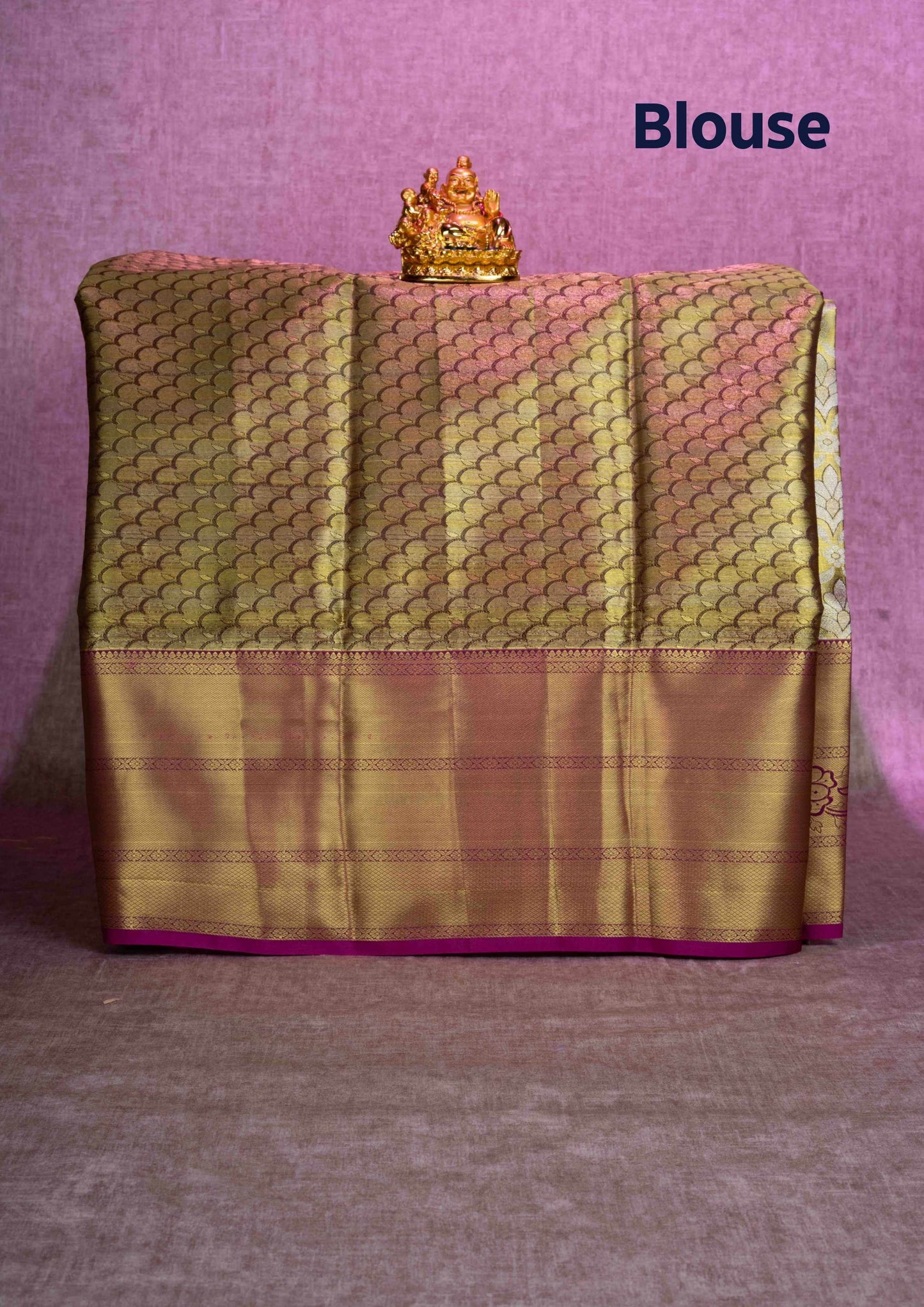 Mix Silk Pattu Pavadai ( Gold Tissue ) With Magenta Border  44"