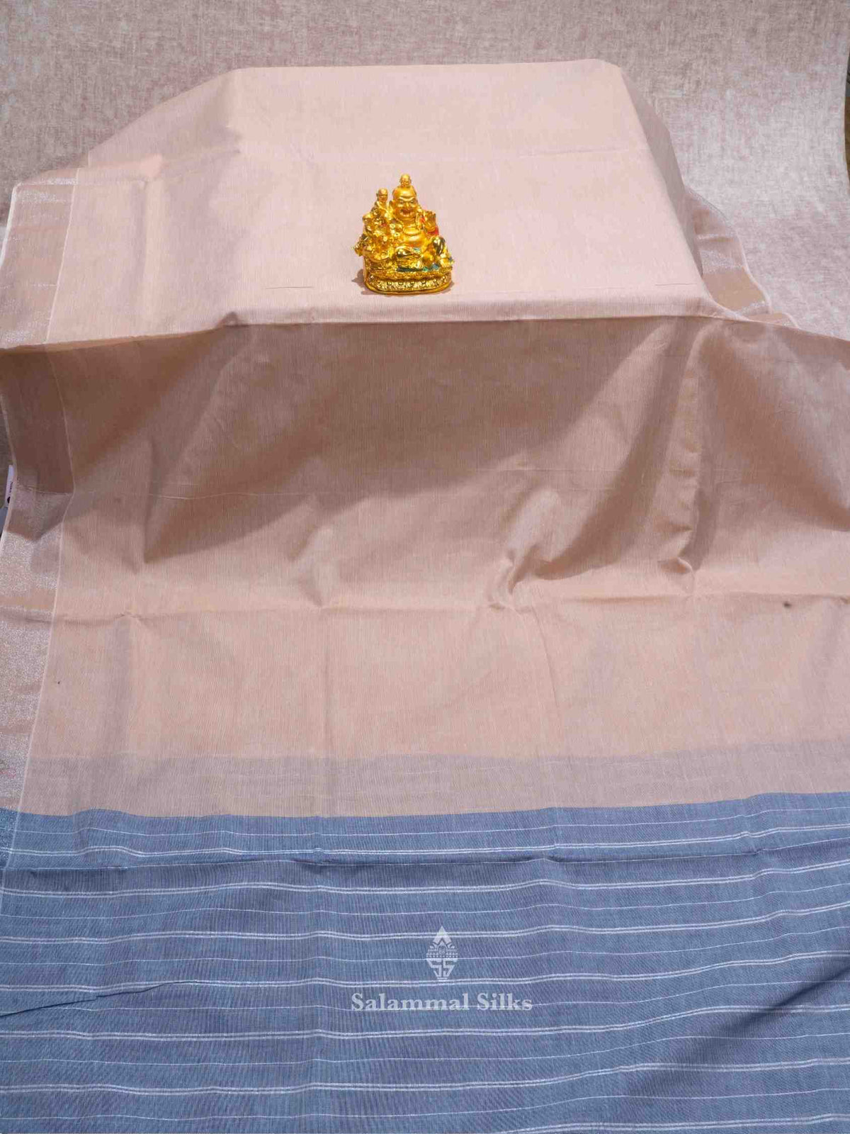 Beige Color Cotton Saree with Ash color Blouse