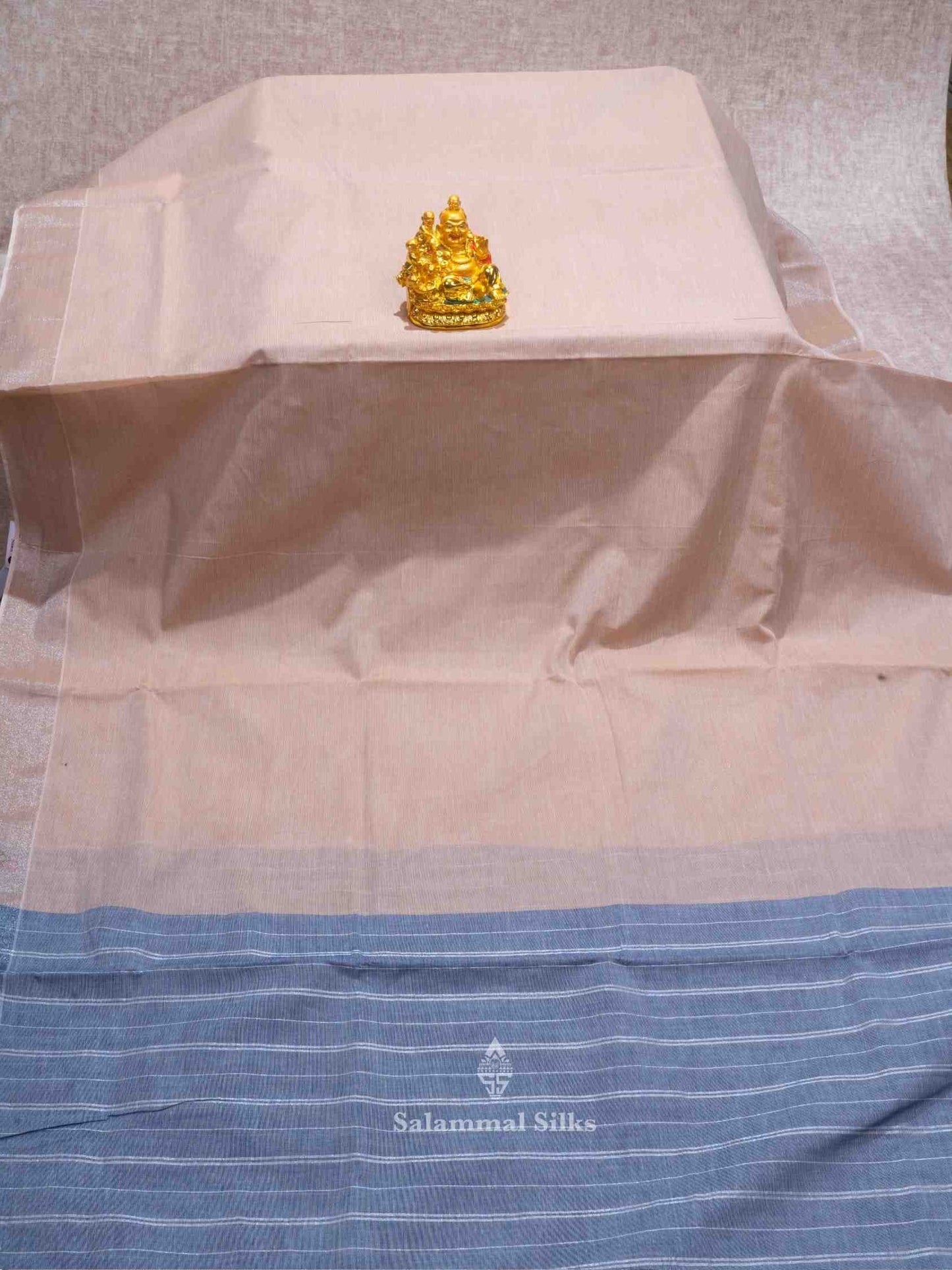 Beige Color Cotton Saree with Ash color Blouse