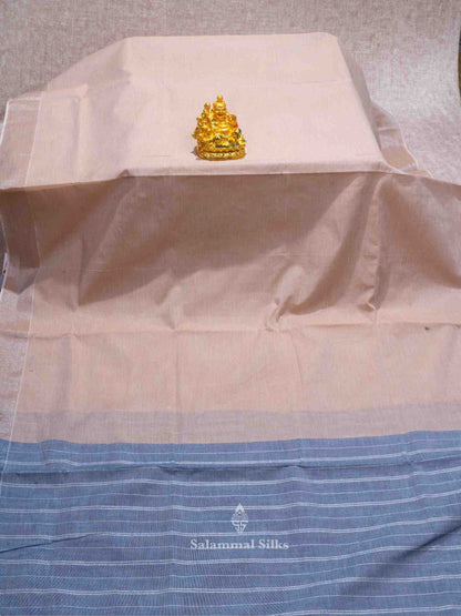 Beige Color Cotton Saree with Ash color Blouse