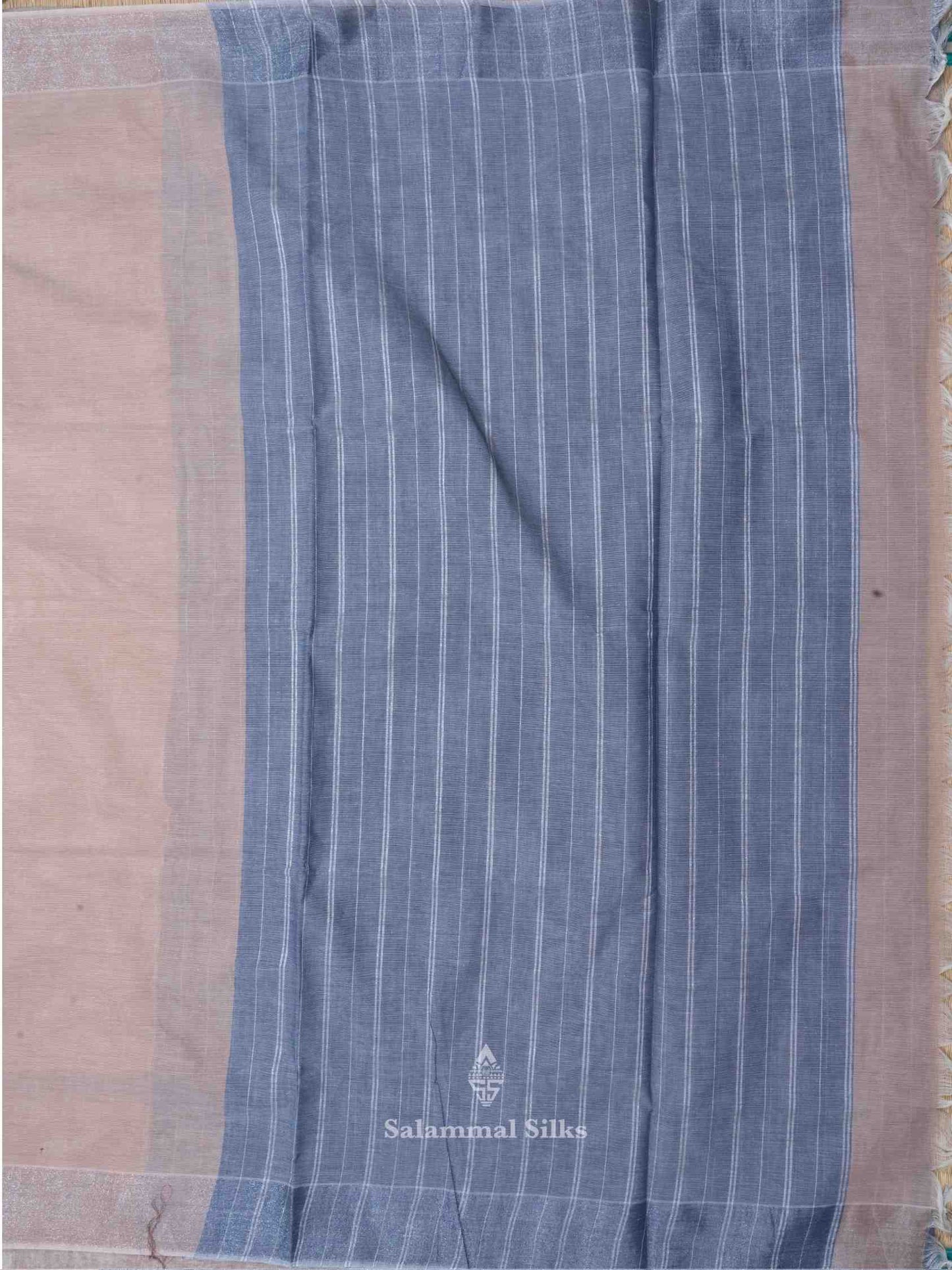 Beige Color Cotton Saree with Ash color Blouse