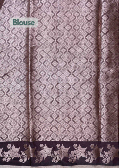 Fancy Cotton Mix Saree Brown With Grand Blouse