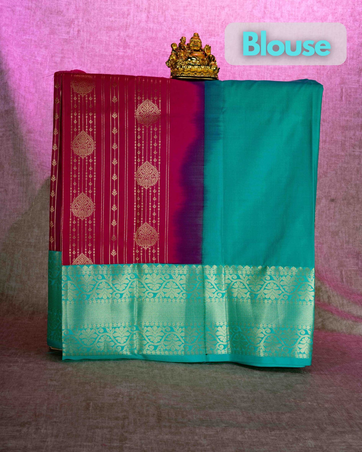 Semi Silk Pattu Pavadai ( Magenta Pink ) With Rexsona Green Blouse 36"