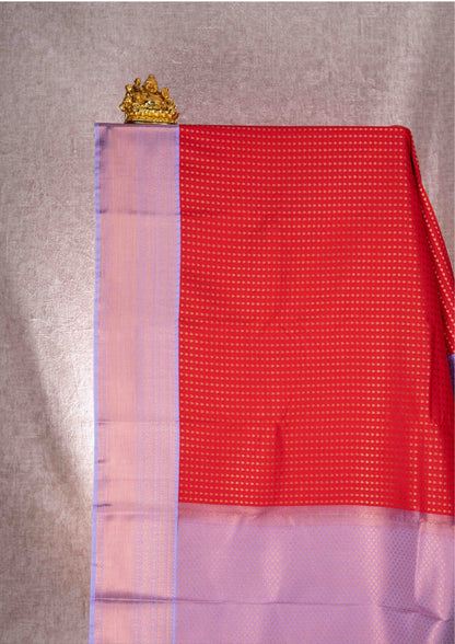 Mustard Yellow Checks Semi Silk Saree With Magenta Blouse