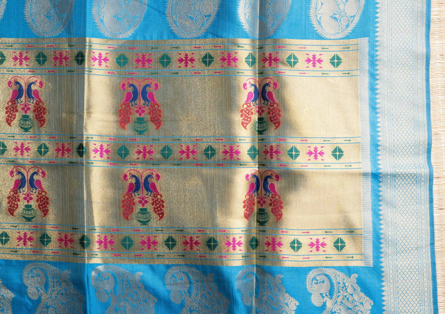 Konkan Semi Silk Saree Blue Colour With Self Border