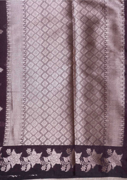 Fancy Cotton Mix Saree Brown With Grand Blouse