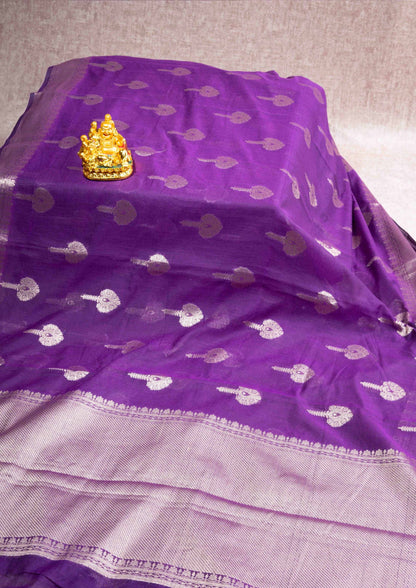 Banaras Fancy Linen Mix Violet Saree With Blouse