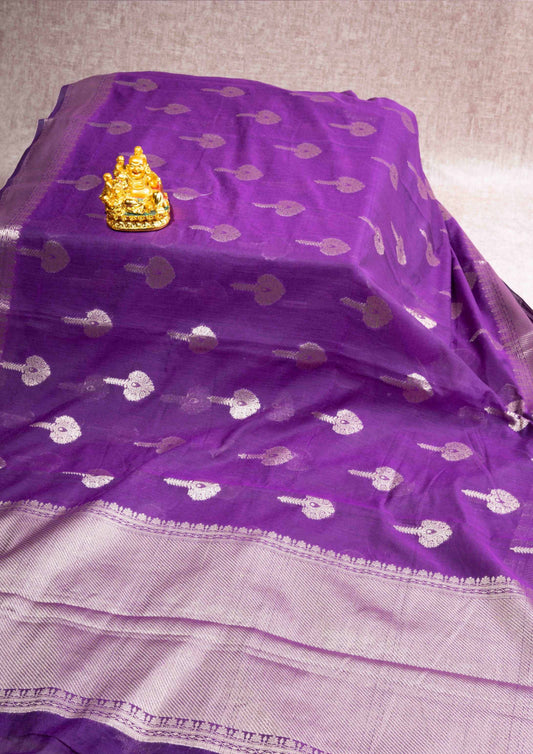 Banaras Fancy Linen Mix Violet Saree With Blouse