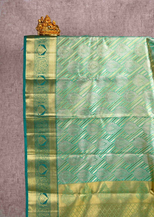 Neon Green Grand Puremix Silk Saree With Green Blouse