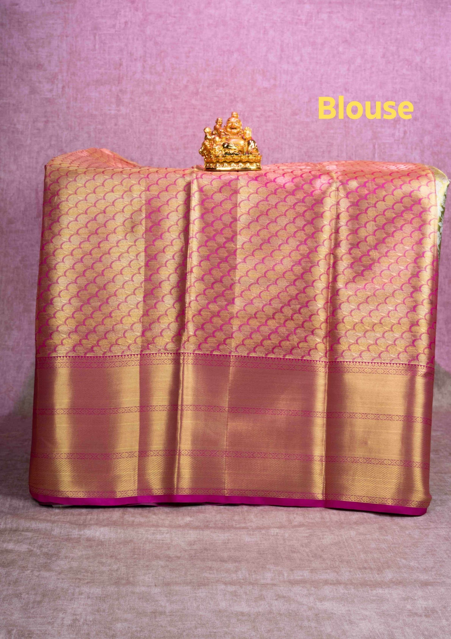 Mix Silk Pattu Pavadai ( Yellow Green Tissue ) With Gold Blouse  44"