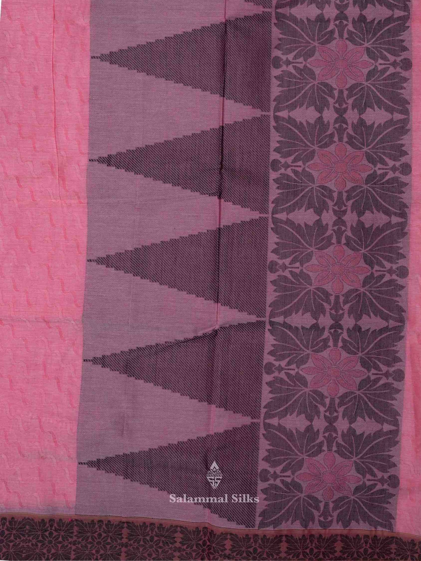 Pink Color Cotton Saree with Thread Border and Running Blouse