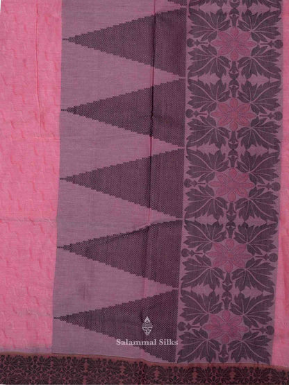 Pink Color Cotton Saree with Thread Border and Running Blouse