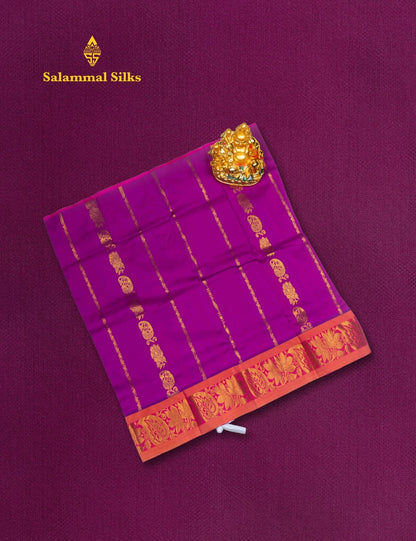 Mix Pattu Pavadai (Majentha Pink) With Majentha Pink Blouse 18"