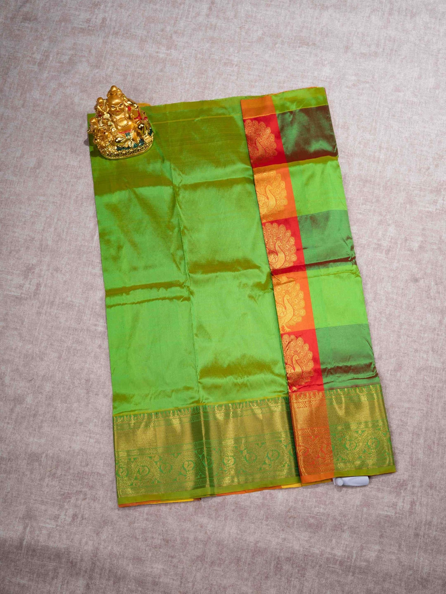 Pure Silk Pattu Pavadai (MultiColour Checks) With Green Blouse 27"