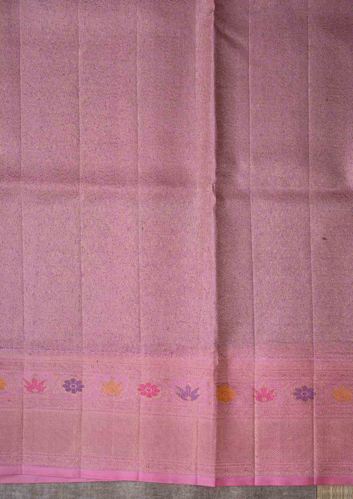 Kanjivaram Pure Silk Saree Meenakari Work Purple With Baby Pink Blouse