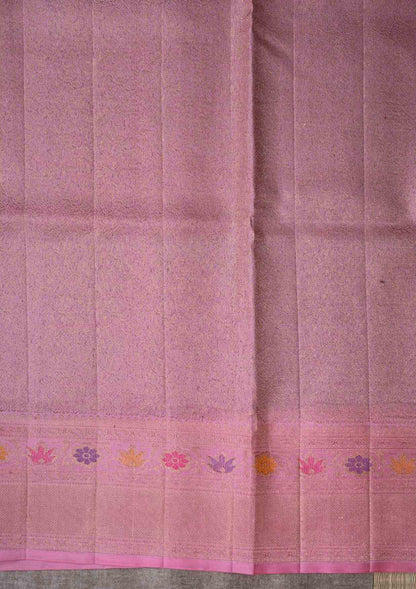 Kanjivaram Pure Silk Saree Meenakari Work Purple With Baby Pink Blouse