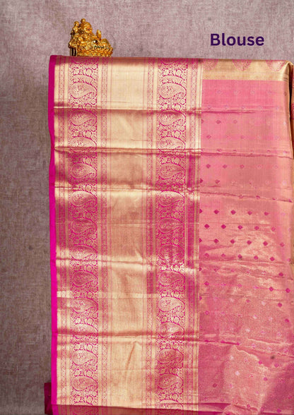 Pink Tissue Grand Puremix Silk Saree With Pink Blouse