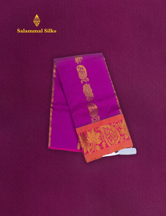 Mix Pattu Pavadai (Majentha Pink) With Majentha Pink Blouse 18"
