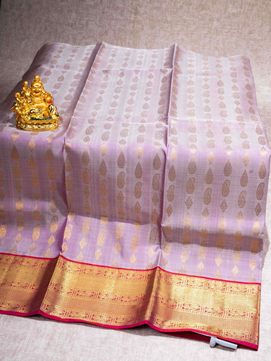 Pure Silk Pattu Pavadai ( Light Lavender ) With Pink  44"