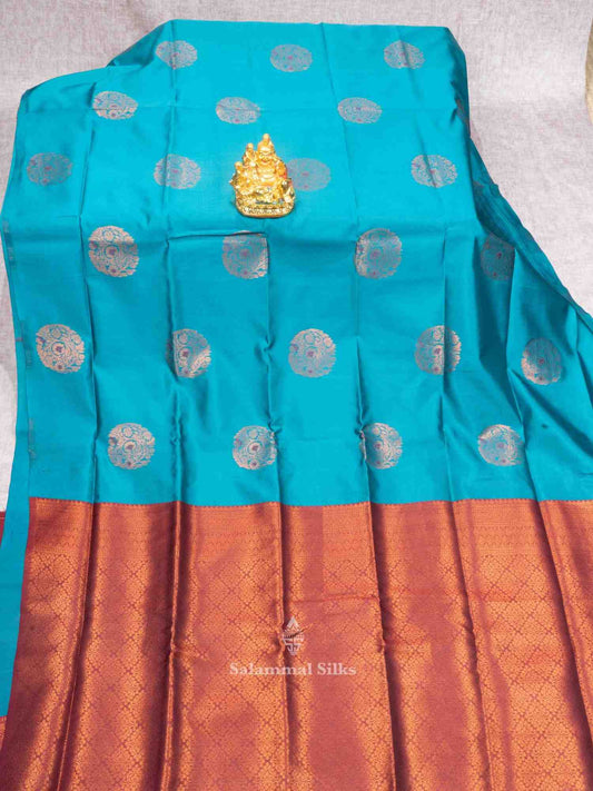Sapphire Green Color Fancy Saree with Contrast Maroon Blouse