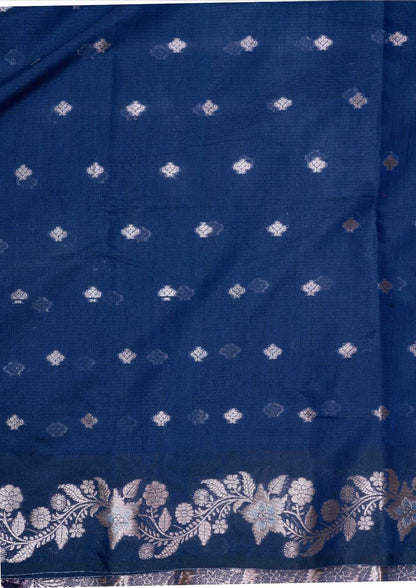 Fancy Cotton Mix Saree Brown With Grand Blouse