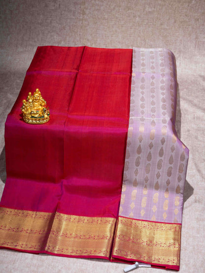 Pure Silk Pattu Pavadai ( Light Lavender ) With Pink  44"