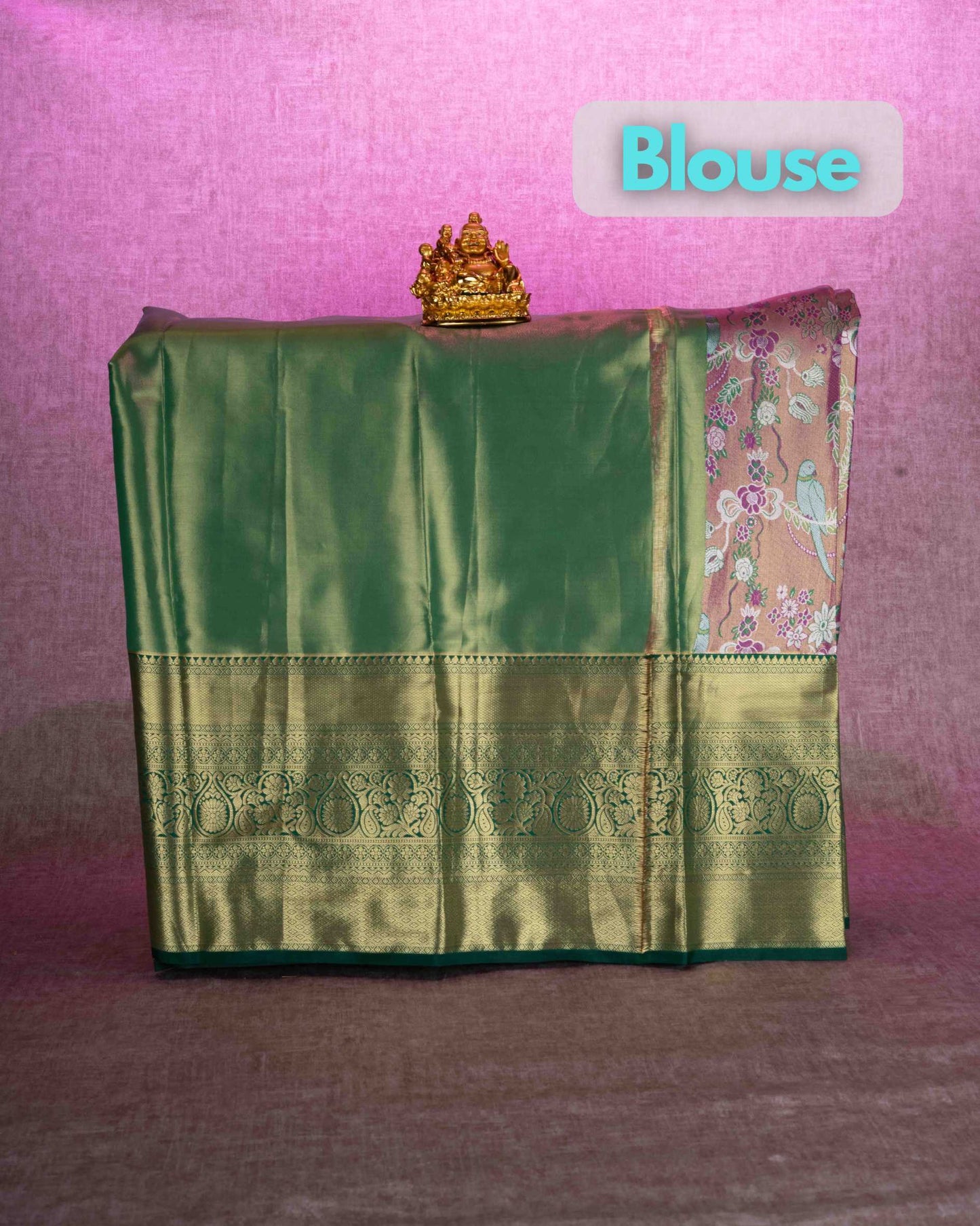 Mix Silk Pattu Pavadai ( Light Violet ) With Green Blouse  44"