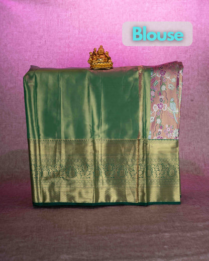 Mix Silk Pattu Pavadai ( Light Violet ) With Green Blouse  44"