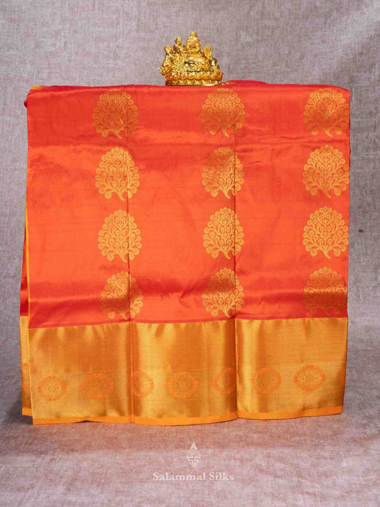 Pure Silk Pattu Pavadai (Fanta Orange ) With Yellow Blouse 36"