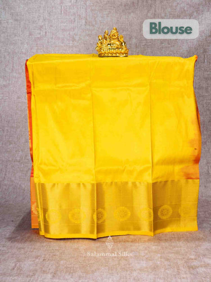 Pure Silk Pattu Pavadai (Fanta Orange ) With Yellow Blouse 36"