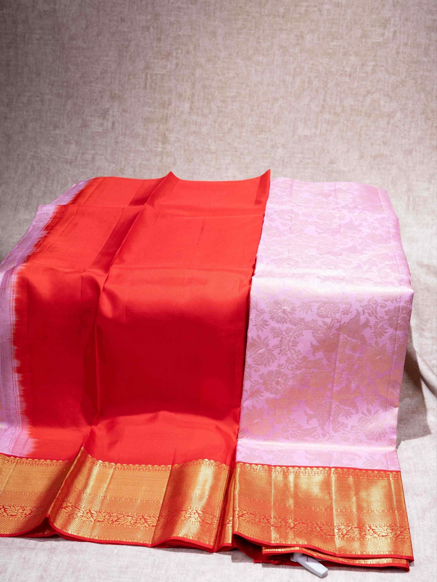 Pure Silk Pattu Pavadai ( Light Pink ) With Maroon Blouse 44"