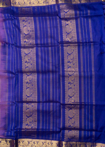 Peach Kanjivaram Pure Silk Cotton with Violet Blouse
