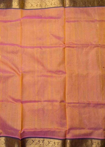Peach Kanjivaram Pure Silk Cotton with Violet Blouse